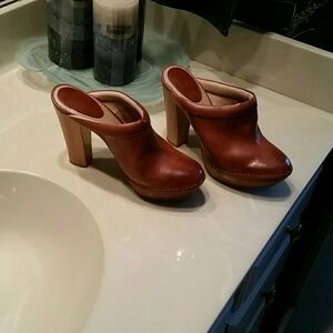 Frye Brown Leather Mules